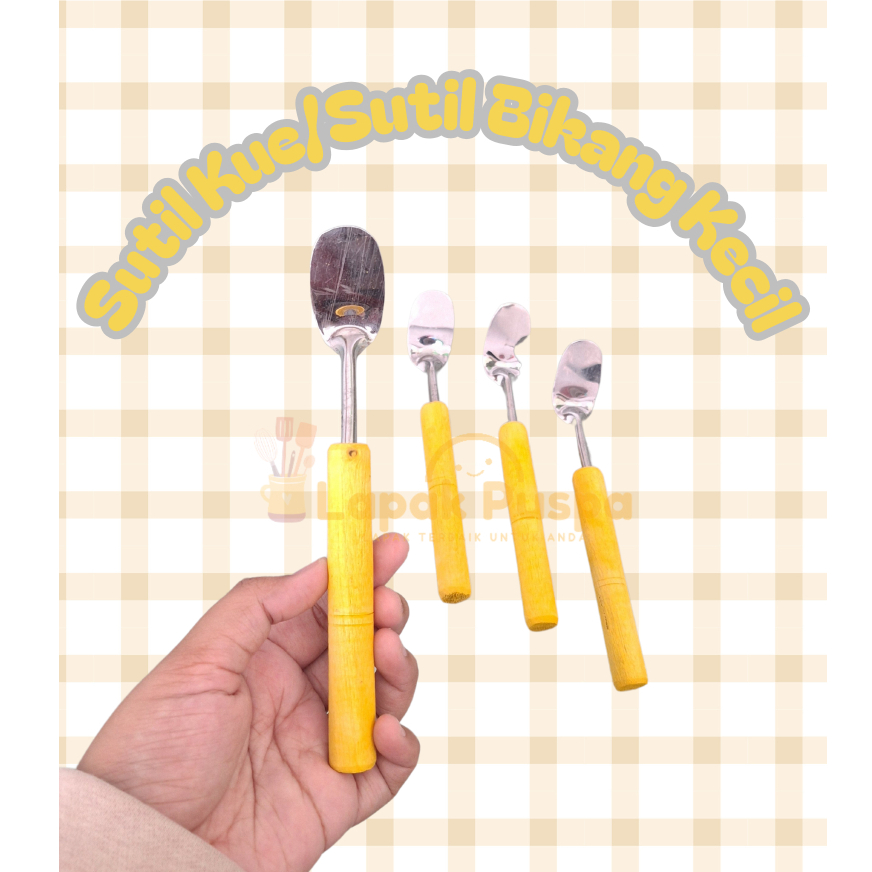 1 pcs sutil bikang sutil gagang kayu sutil stainless mini sutil kue kecil mini