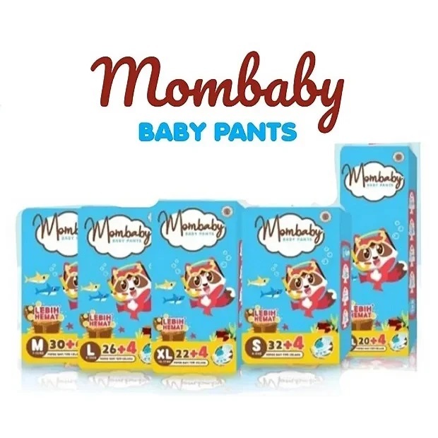 MOMBABY LEBIH HEMAT PANTS JUMBO PACK COMFORT POPOK CELANA BAYI MOM BABY DIAPERS S36 M34 L30 XL26 SOF