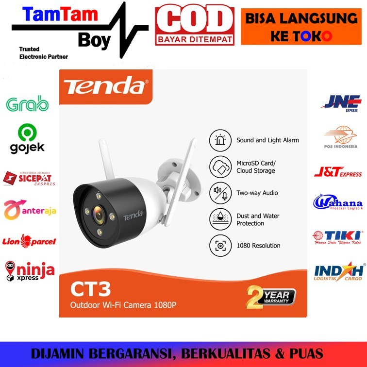 Ip Camera Ipcam Tenda CT3 Outdoor Full Color 2MP Wifi Security Kamera Pengintai With 2 Antena And 2 