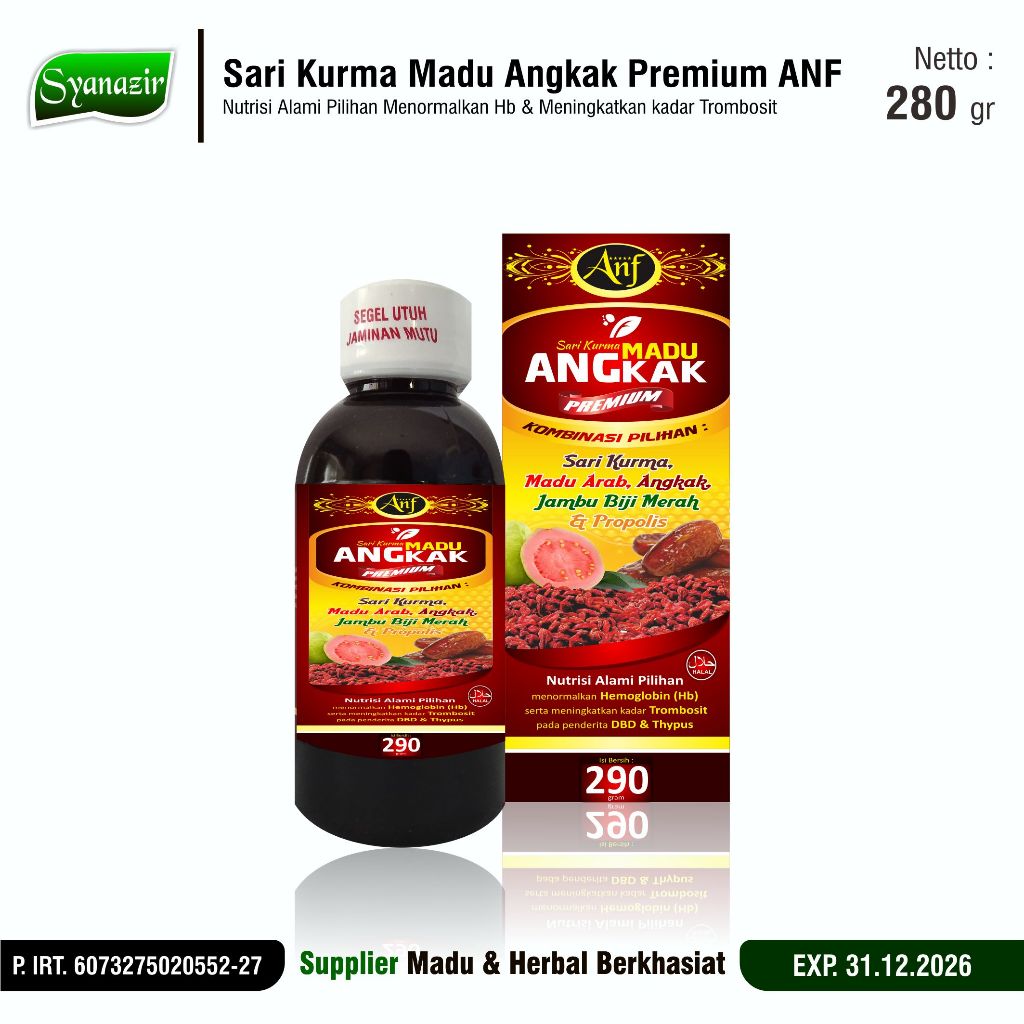 

Sari Kurma Madu Angkak Premium An-Naafi 280 gr Exp.12.2026