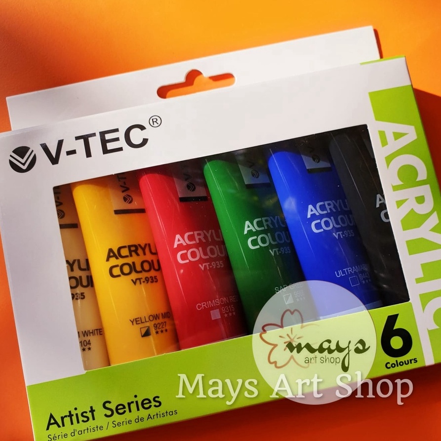 

KODE B25P Cat Akrilik Set Lukis VTec Isi 6 Warna Dasar x 3 ml Vtec Acrylic Paint Color 6x3 ml Colour 6x3ml Anak Profesional