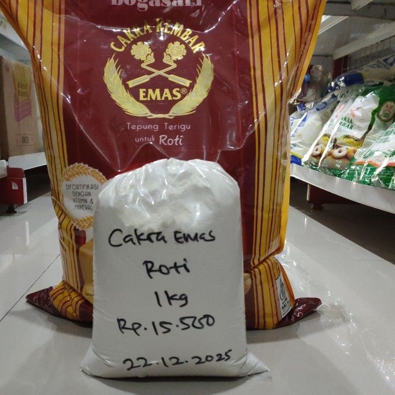 

Bogasari Tepung Cakra Kembar Emas Roti Repack 1kg