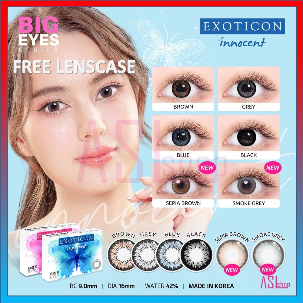 SOFTLENS INNOCENT MINUS (-4.50 s/d -6.00) BY EXOTICON / Soflens Softlen Soflen BIG EYES 16 mm