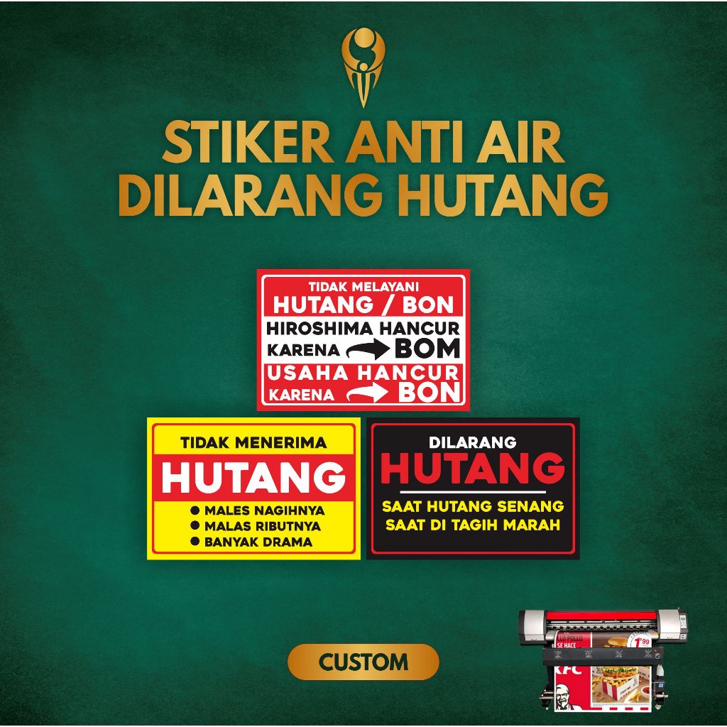 

STIKER ANTI AIR DILARANG HUTANG - SOLDIMPRO