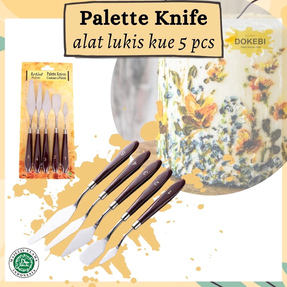 

KODE M46I Pisau palet Artist palette knife set 5 pcs alat lukis kue spatula set painting set modelling cake dasi kue