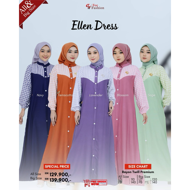ELLEN DRESS BY FEE FASHION ORIGINAL BRAND GAMIS RAYON PREMIUM