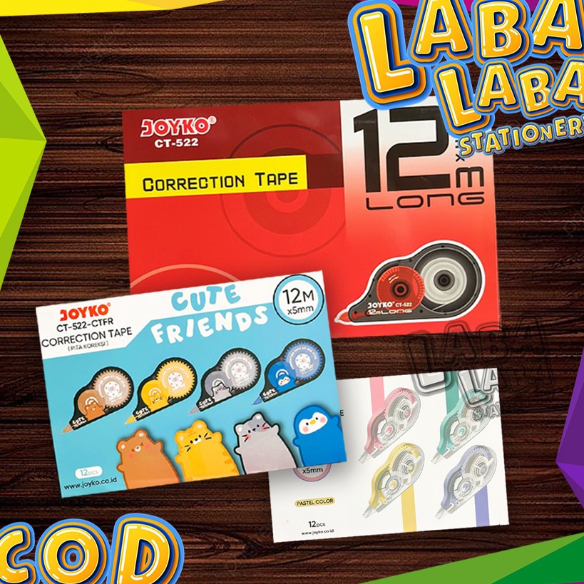 

Price LabaLabaStationery Correction Tape Tipe X Kes Joyko CT522 LUSIN 12 PC