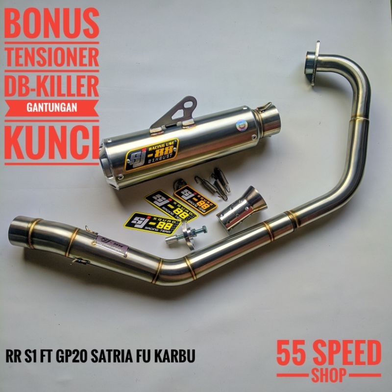 Knalpot sj88 Satria Fu KARBU/INJEKSI road race(GRATIS TENSIONER)
