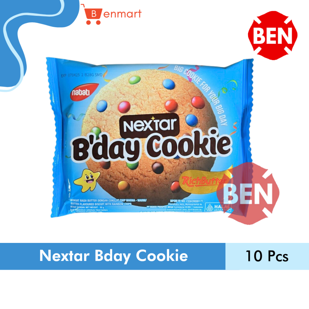 

Nextar Bday Cookie 1 Pak 10 Pcs - Nabati B'day Cookies Biskuit Chocolate Coklat Choco Chip Richbutter - Big Cookie For Your Big Day