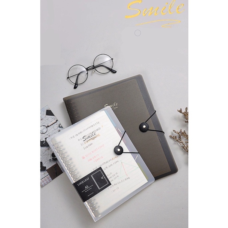 

ART I4H3 Smile Binder Transparan Black and White Loose Leaf Pembatas Plastik A5 B5