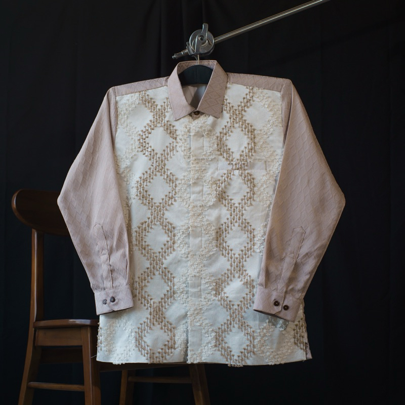 Hanomn tenun - Shamca Kemeja Songket  Bulu Lengan Panjang / Atasan Batik Pria