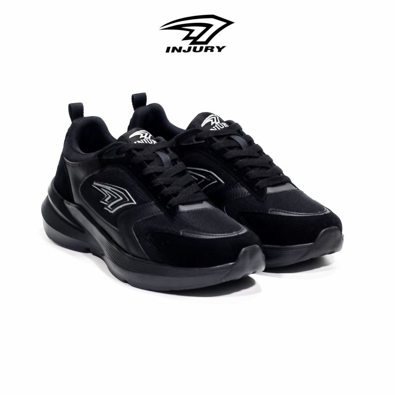 Injury - Sepatu Sneakers Kasual Sepatu Sekola Pria Wanita Everest Full Black