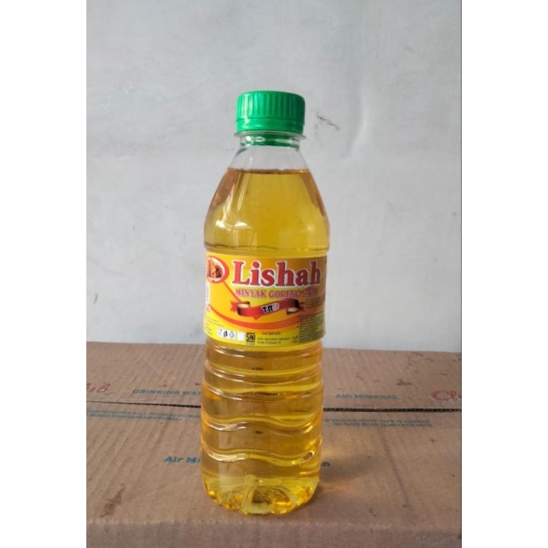 

Minyak Goreng Kelapa Sawit Merk Lishah Kemasan Slop isi 12 botol