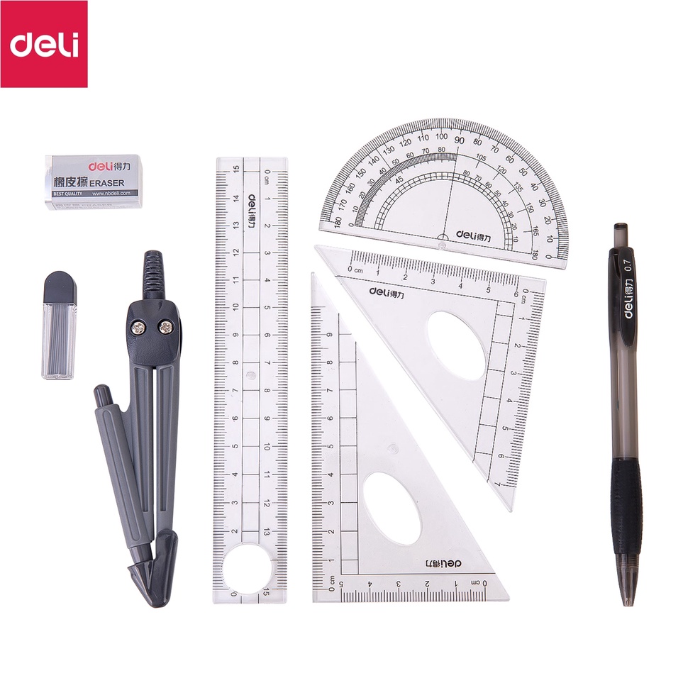 

ART U3S8 Deli Penggaris Ruller Set Sekolah Skala Akurat Praktis Dan Mudah Dibawa 9591