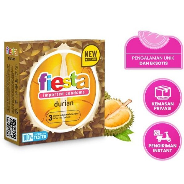 KONDOM FIESTA RASA DURIAN ISI 3 PCS ORIGINAL II PRIVASI KIRIM TERJAGA SAMPAI RUMAH