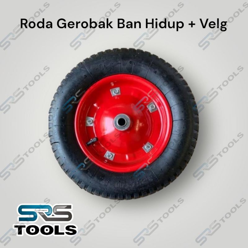 Roda Gerobak Sorong Pasir Sawit Ban Karet Hidup + Velg Model Artco Arco Komplit