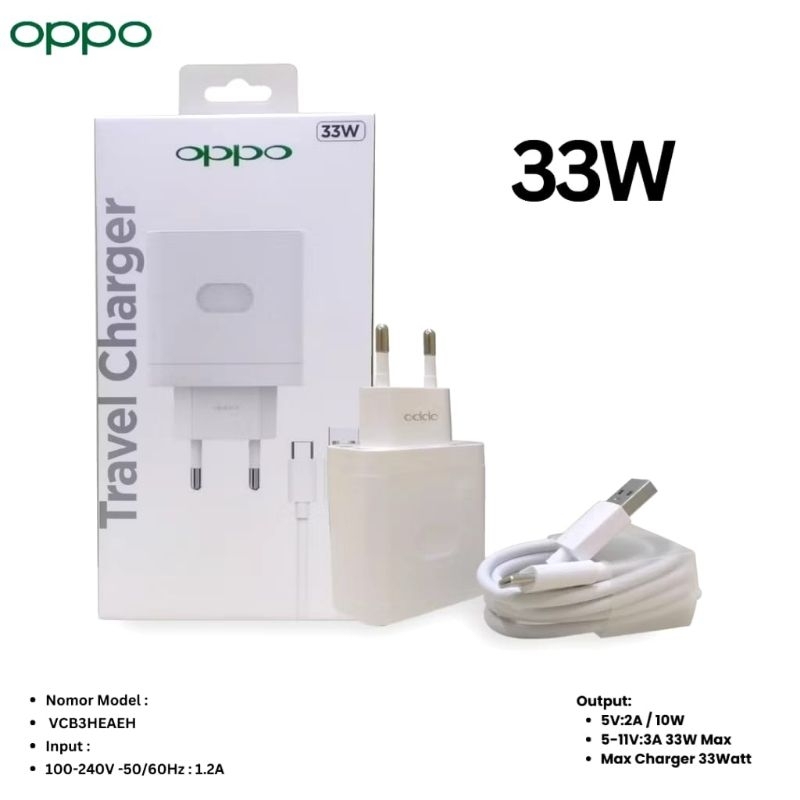 [Garansi Vooc On] Carger Oppo 33W Super Vooc Original Super Fast Charging