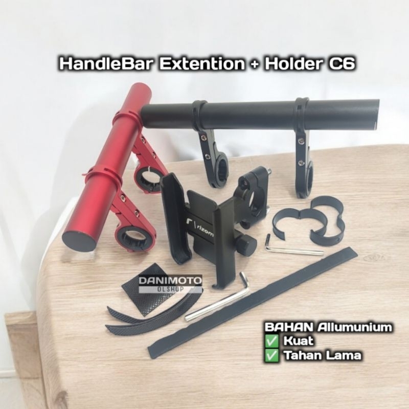 Holder Extender HP PAKET Stang Sepeda Motor Alumunium Logam Bracket Dudukan ADV PCX Beat Street CB15