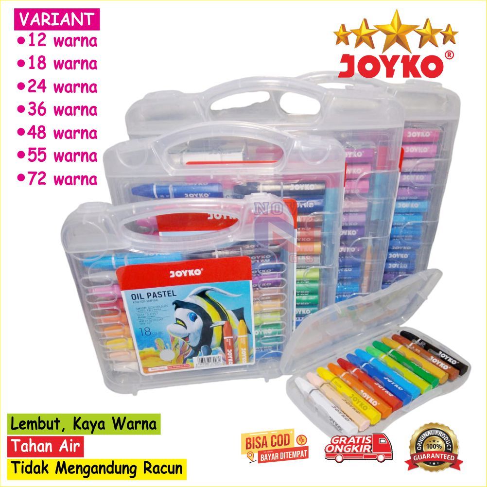

KRAYON JOYKO KRAYON MIYAK / Crayon Warna Joyko / Oil Pastel WARNA 12, 18, 24, 36, 48, 55, 72 ( Set )