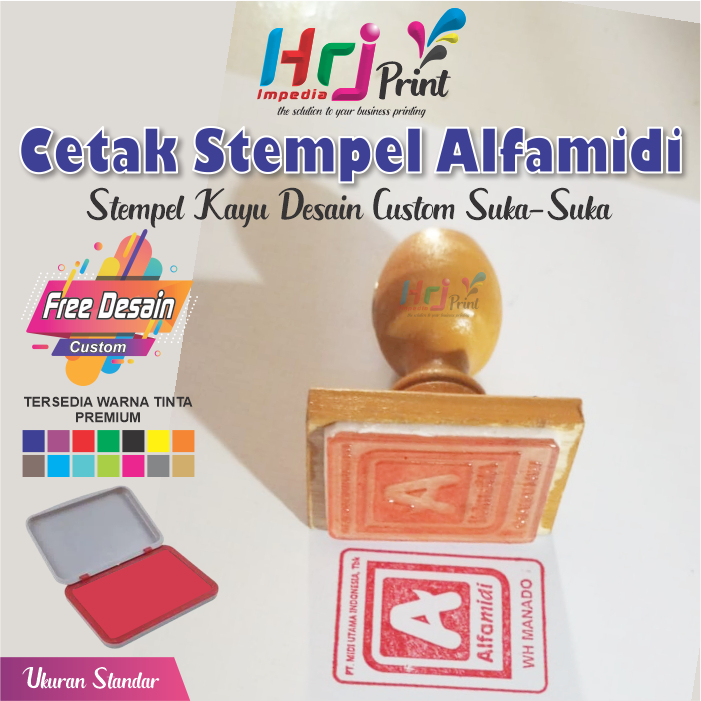 Cetak Stempel Kayu Custom Desain | Stempel Kayu Custom Logo | Stempel Toko Logo Custom Alfamidi