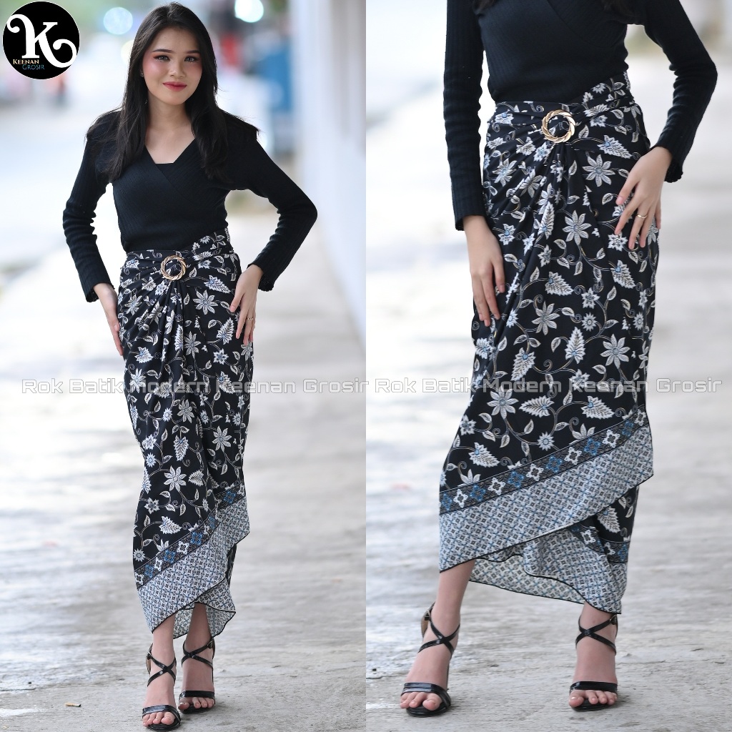 Keenan Grosir Rok wanita rok lilit batik modern kain batik tali panjang trendi modis kekinian