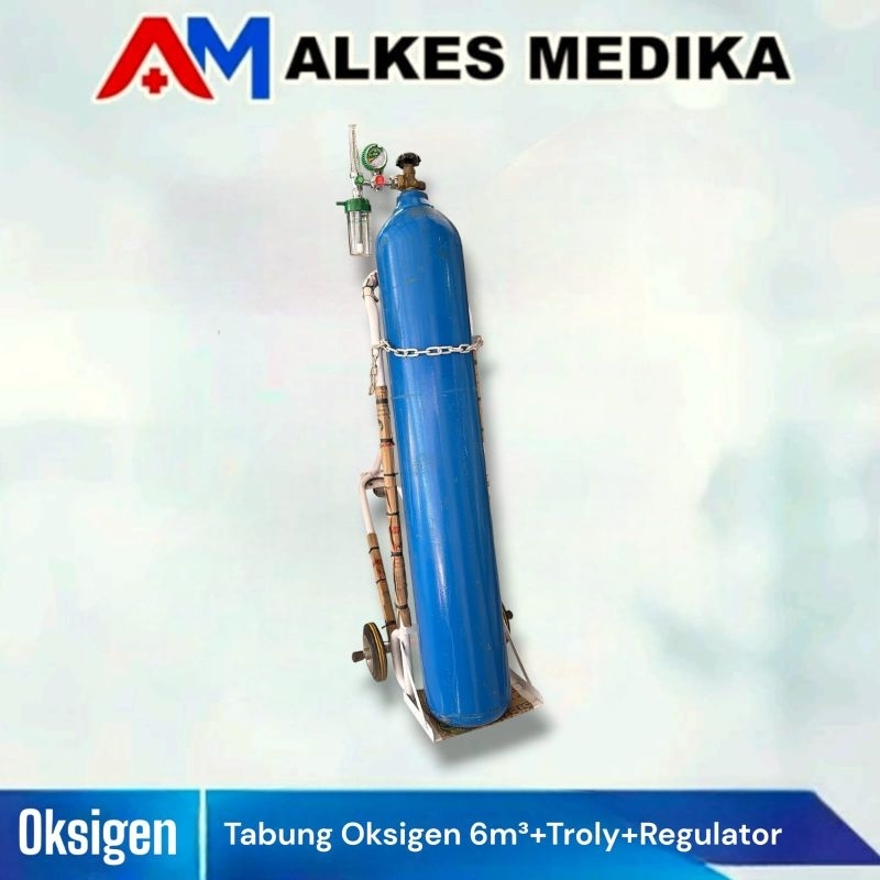 Tabung Oksigen 6m³ + Troly +Regulator