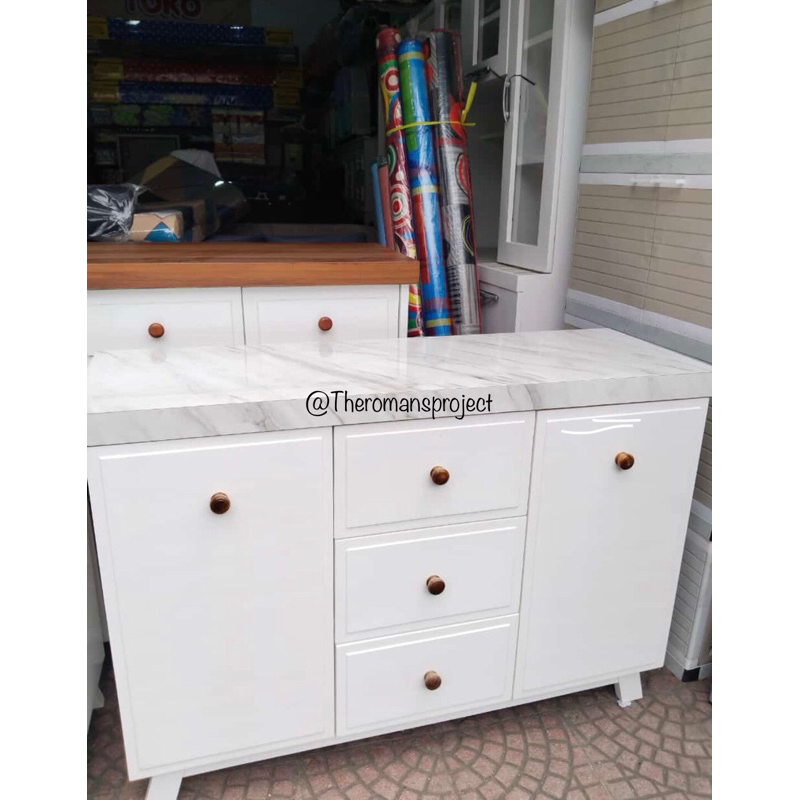 Meja Tv HPL Marmer Tikblok || Meja Tv kayu || Meja Tv HPL MARMER