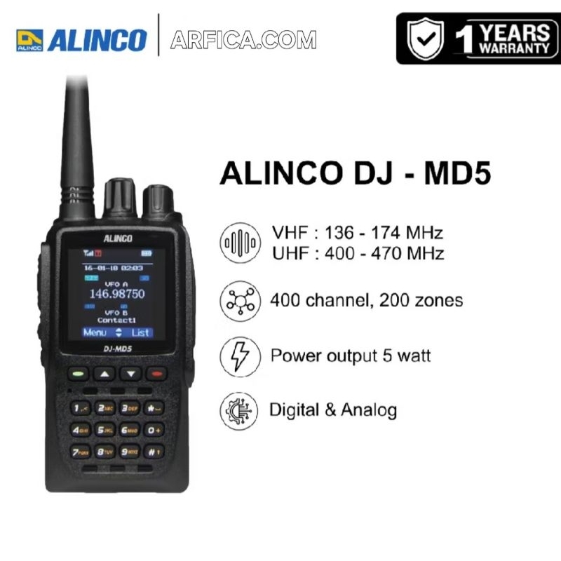 HT ALINCO DJ-MD5 HT DMR DUALBAND ORI GARANSI DIGITAL RADIO DJMD5