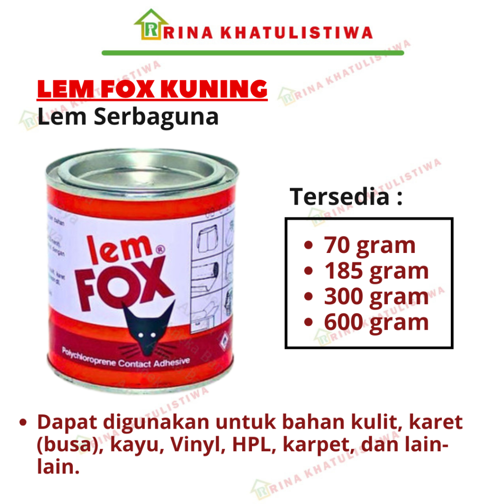 

Lem Fox Kuning 70gr, 185gr, 300gr, 600gr | Lem Fox Kaleng 70gr, 185gr, 300gr, 600gr