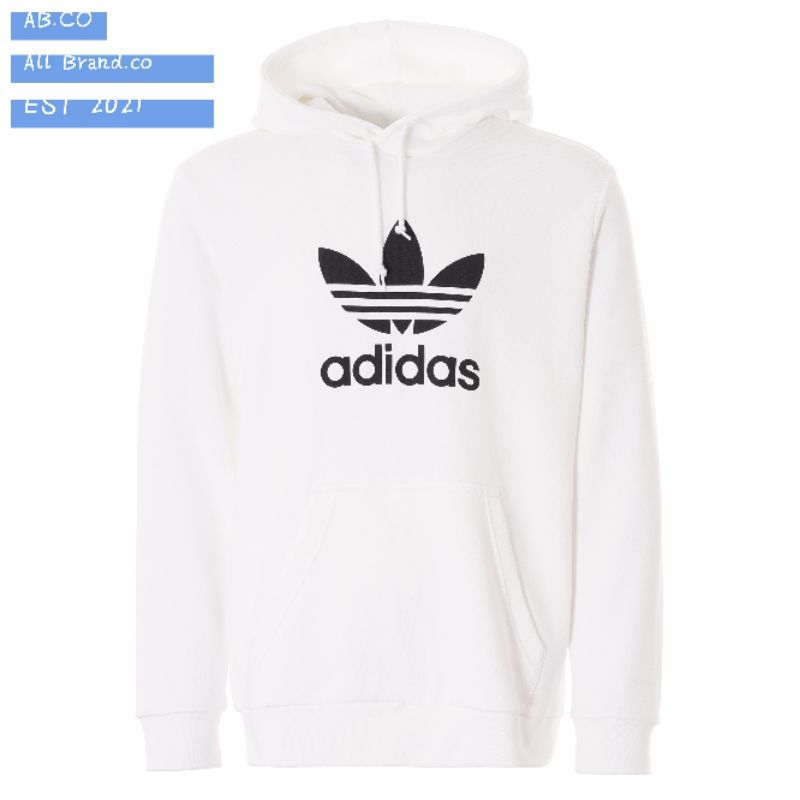 Hoodie Adidas Original Hoodie Trefoil White Full Tag Label Unisex / Adidas Hoodie Original