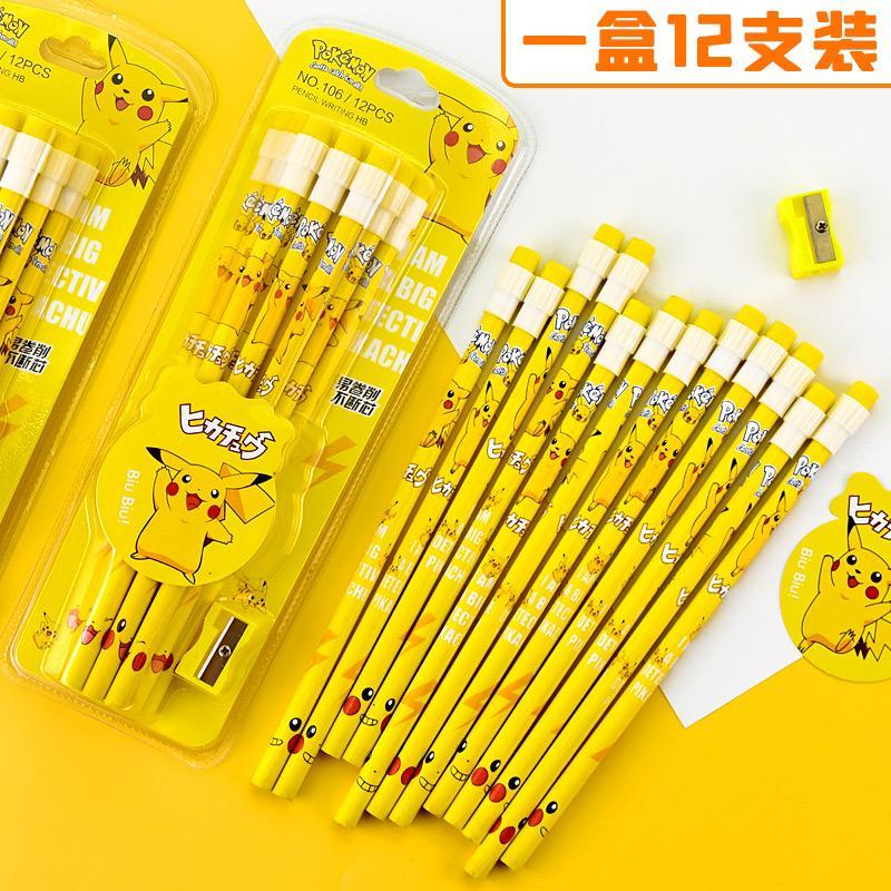 

D3W! 12 PCS Pensil Anak Cowok Motif Pikachu Pokemon Lucu Premium Quality