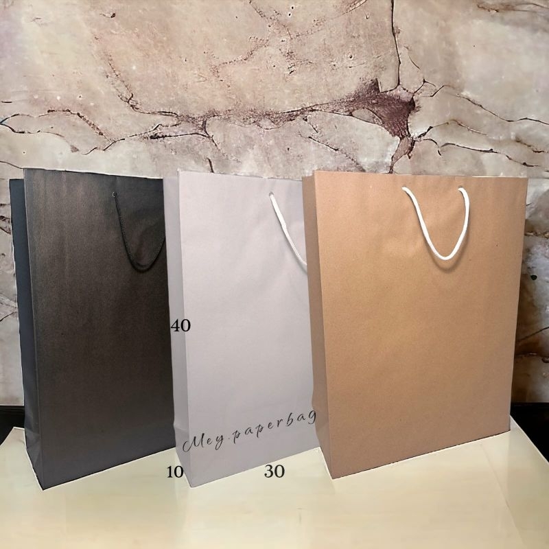 

Paperbag Jumbo Polos 30 x 40 Cokelat Putih & Hitam