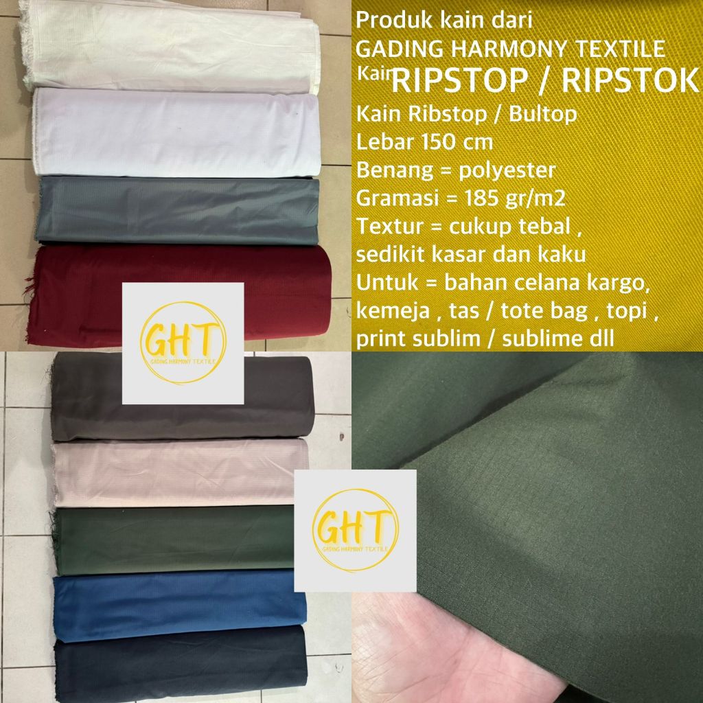 ( per 1 roll ) kain RIPSTOP lebar 150 cm ripstok ribstop ribstok bultop luster kotak polyester kaku 
