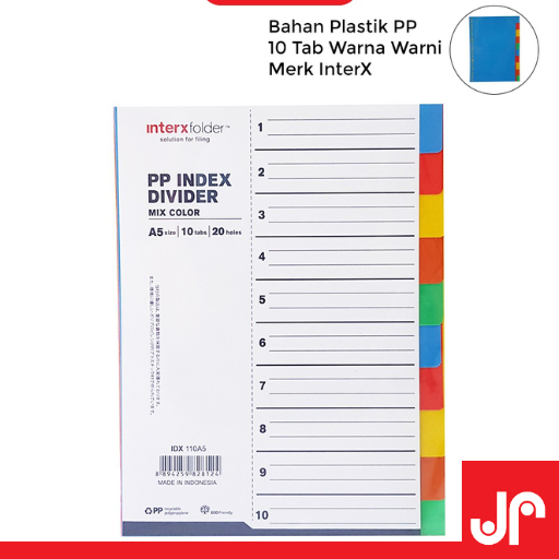 

INTERX FOLDER PP INEDX DIVIDER A5 COLOR / PEMBATAS BINDER A5 20 LUBANG 10 TABS