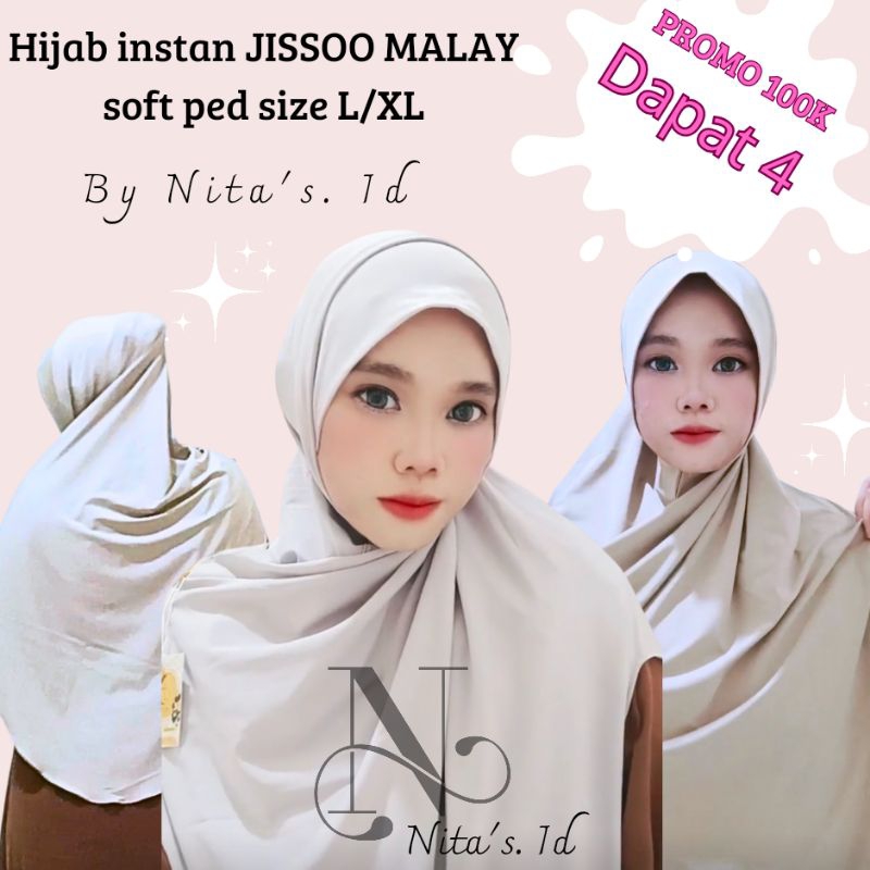 Jilbab Instan Jisso Malay menutup dada / jilbab instan non ped syar'i / jilba langsung / bergo insta