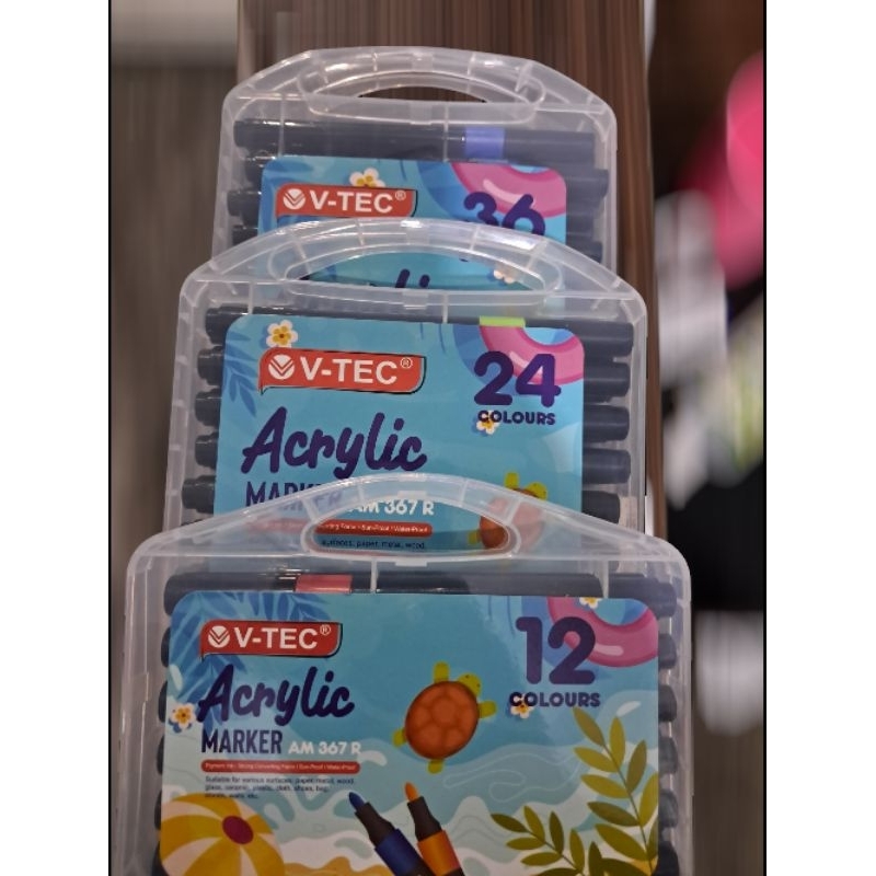 

Vtec Acrylic Marker Set 12/24/36 Warna