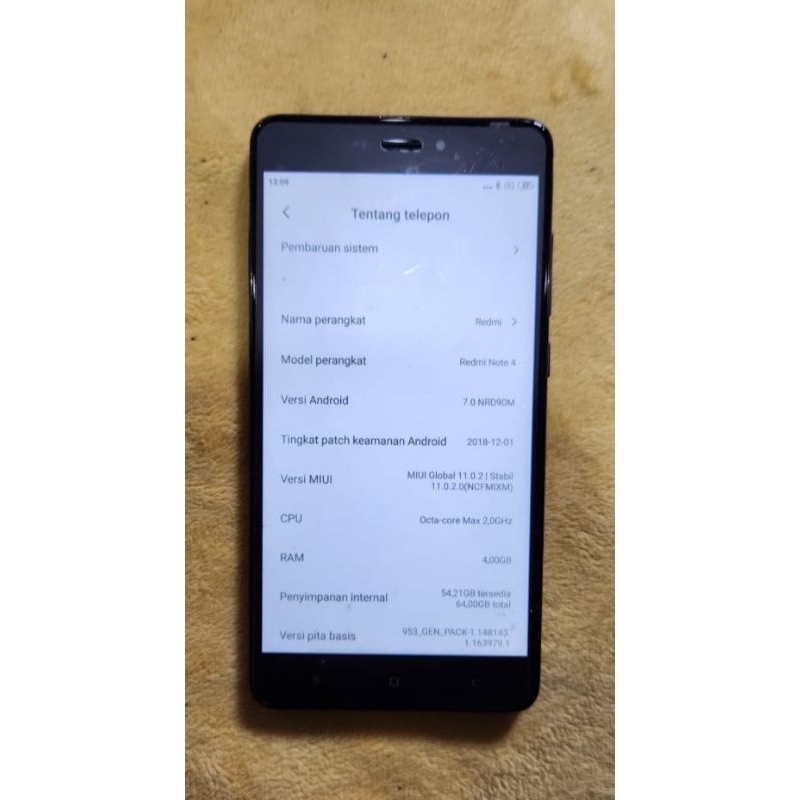 Xiaomi redmi note 4x snapdragon 4/64gb (second) 4g normal siap pakai