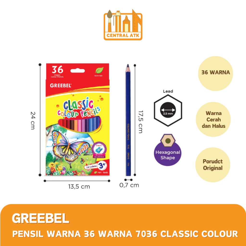 

PENSIL WARNA/ COLOUR PENCIL GREEBEL 36 WARNA GB-7036 CLASSIC