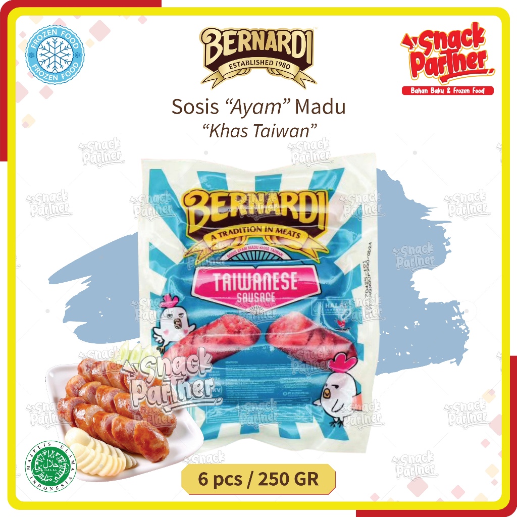 

BERNARDI | TAIWANESE SAUSAGES 6 PCS / 250 GR - Sosis Ayam Madu Khas Taiwan FROZEN FOOD