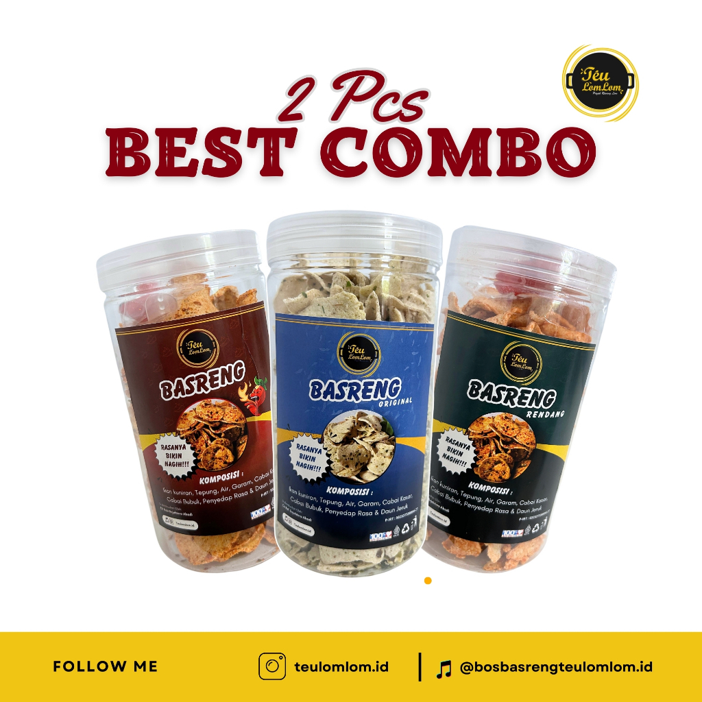

TEULOMLOM - [2 Pcs] Basreng Koin Original Pedas Daun Jeruk, Rendang, Bundling