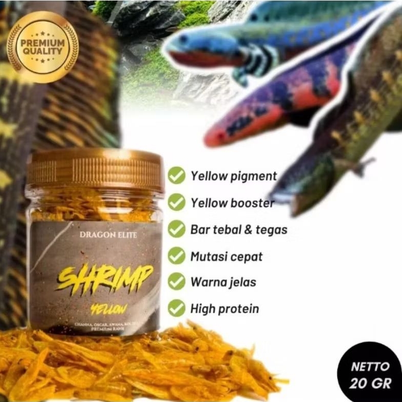 Udang Kering Yellow Srimp Pakan Ikan Channa, Predator, Arwana