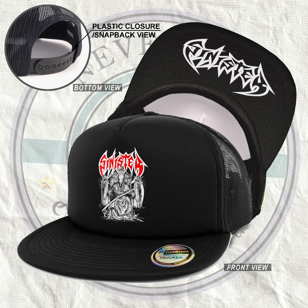 Snapback SINISTER /Death Trash Metal /Snapback/Snapback jaring/Snapback Band/Topi Trucker /Topi Jari