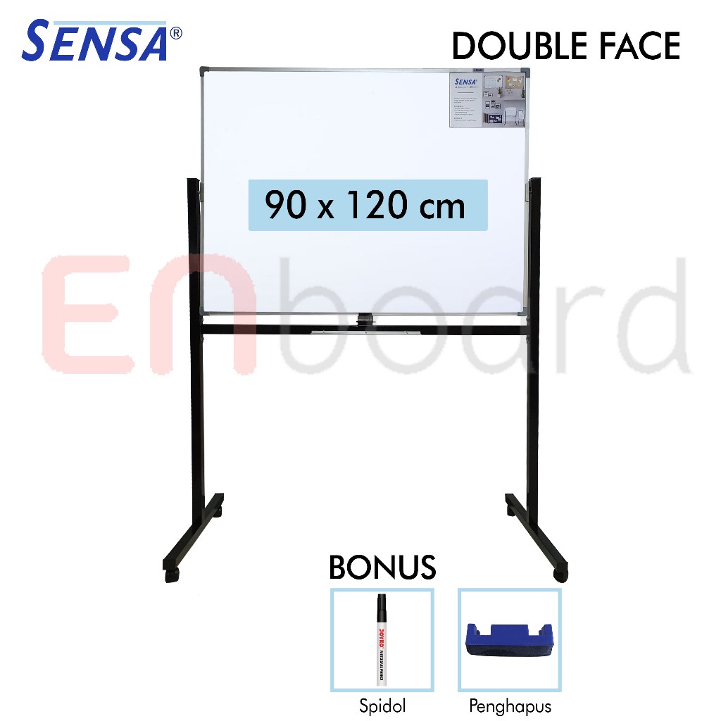 

Papan Tulis Whiteboard / White Board Standing Double Face Sensa 90 x 120 cm