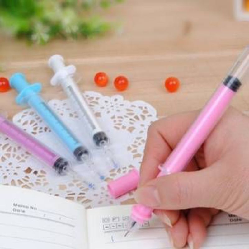 

PULPEN PEN PENA UNIK BENTUK SUNTIK SUNTIKAN MAINAN ANAK VIRAL