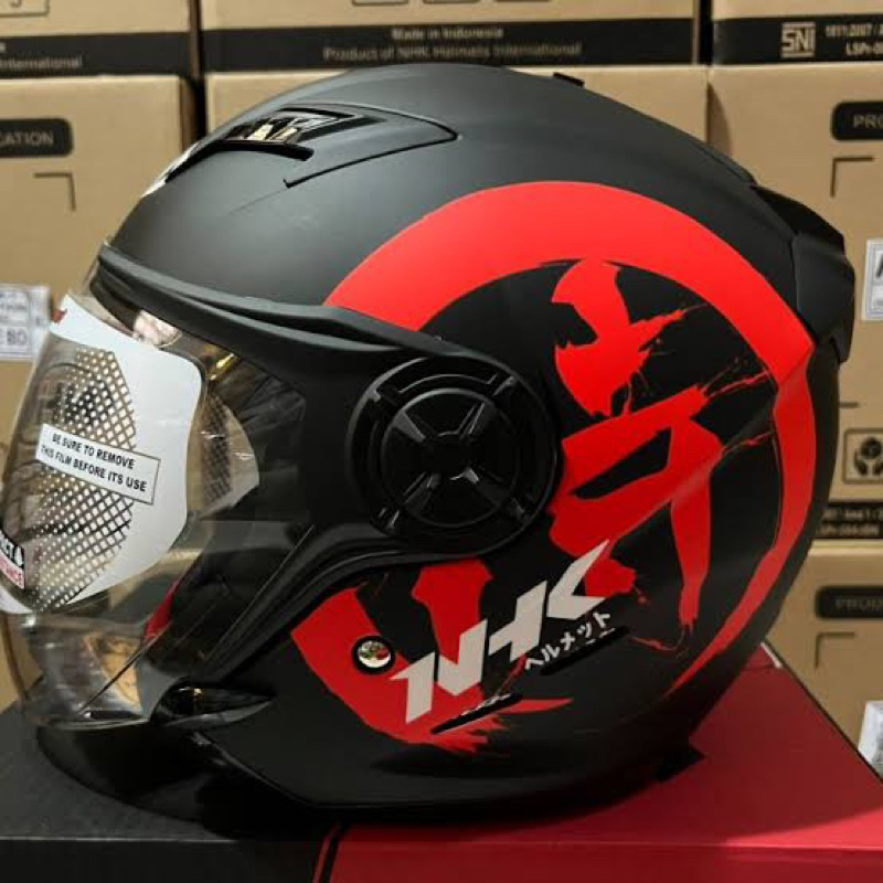 Helm NHK Gladiator Kanji Hitam Merah Doff Original Asli SNI