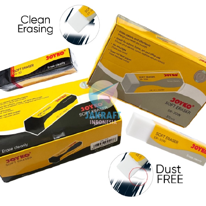

HJ6 3 Pcs Penghapus Pensil Panjang JOYKO EB3 Hitam Black ER3W Putih White Dust Free Eraser Bersih Seperti Boxy PACK