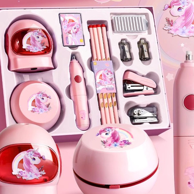 

Terlaris LOOOOPY Electric Stationery Set Set Alat Tulis Elektronik Rautan Penghapus Vacuum Pencil 11 In 1Set Alat Tulis Elektronik Belajar Anak Perempuan Kado