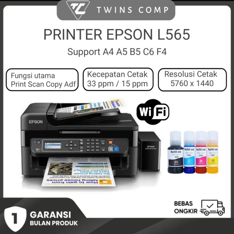 Mesin Fotocopy Epson L565 Print Scan Copy  Wi-Fi ADF Cocok untuk percetakan, perkantoran dan kuliaha