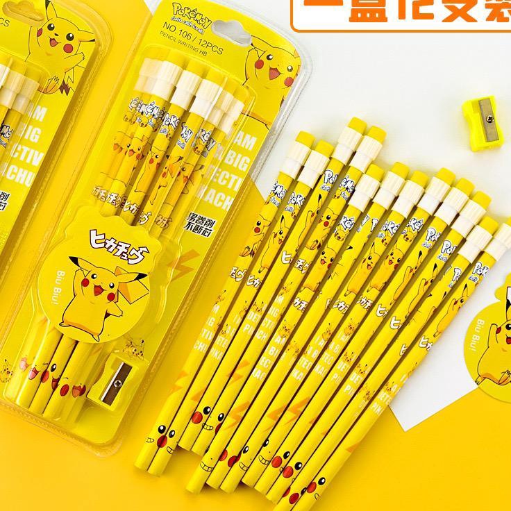 

HJ6 SL88 12 PCS Pensil Anak Motif Pikachu Pokemon Capybara Labubu Lucu Premium Quality