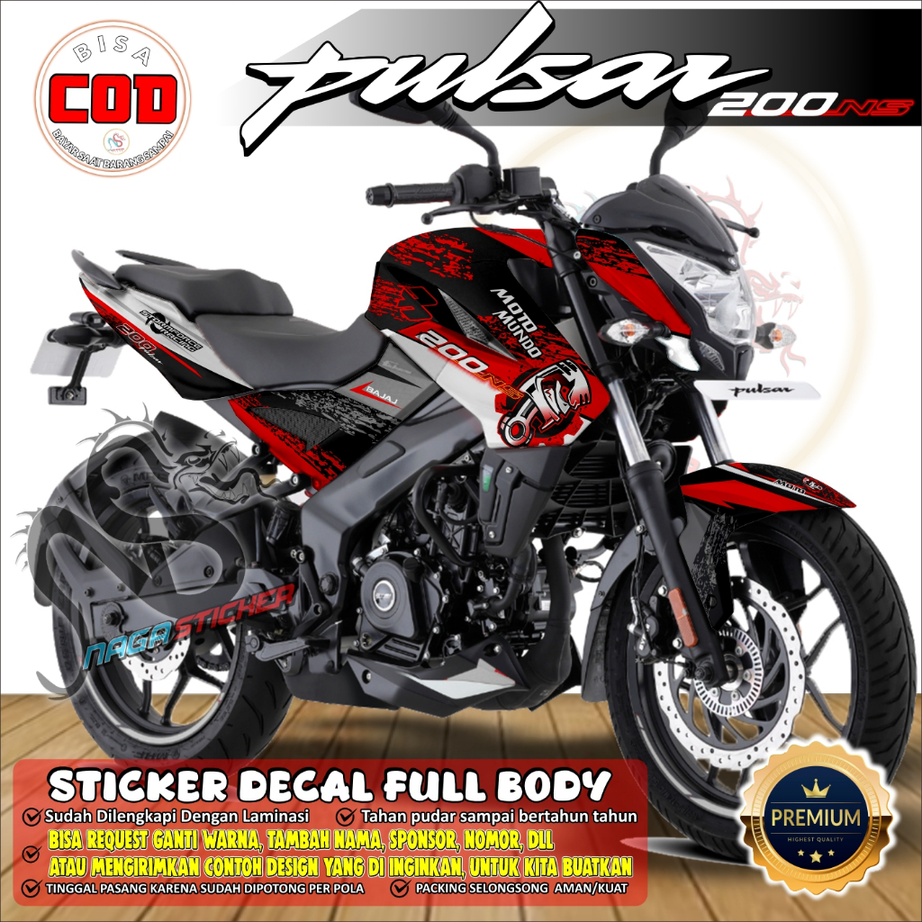 Bisa COD Decal Sticker Full Body Kawasaki Pulsar NS200 Variasi NS10029 Desain Bisa Request